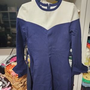 Elegant Blue and White Women's Dress